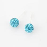 Zinc Alloy Rhinestone Stud Earring, with Plastic Pearl, stainless steel post pin, silver color plated & for woman & with rhinestone 8mm,6mm 