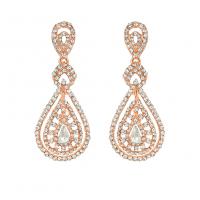 Zinc Alloy Rhinestone Drop Earring, stainless steel post pin, plated, for woman & with rhinestone 60*23mm 