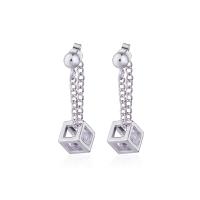 Sterling Silver Drop Earring, 925 Sterling Silver, Square & micro pave cubic zirconia & for woman, silver color, 30mm,50mm,80mm 