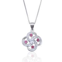 Cubic Zirconia Micro Pave Sterling Silver Pendant, 925 Sterling Silver, Four Leaf Clover, polished, micro pave cubic zirconia & for woman 