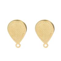 Edelstahl Ohrring Stecker, goldfarben, 12x18x1mm, Bohrung:ca. 1.3mm, 20PaarePärchen/Tasche, verkauft von Tasche