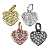 Brass Heart Pendants, plated, micro pave cubic zirconia Approx 3mm 