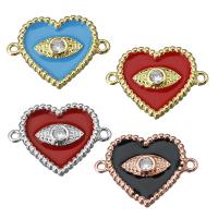 Cubic Zirconia Micro Pave Brass Connector, Heart, plated, micro pave cubic zirconia & enamel & 1/1 loop Approx 1.5mm 