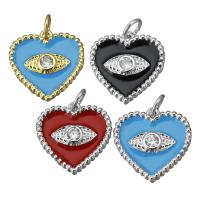 Brass Heart Pendants, plated, micro pave cubic zirconia & enamel & 1/1 loop Approx 3mm 