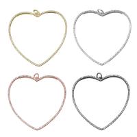 Brass Heart Pendants, plated, micro pave cubic zirconia Approx 4.5mm 