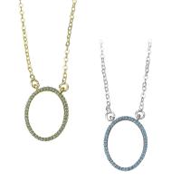 Cubic Zircon Micro Pave Brass Necklace, plated, oval chain & micro pave cubic zirconia & for woman 2mm Approx 18 Inch, Approx 2 Inch 