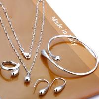 Fashion Zinc Alloy Jewelry Sets, Stud Earring & bangle & finger ring & necklace, plated, 4 pieces & adjustable & for woman Inner Approx 65mm, US Ring  Approx 18.11 Inch 