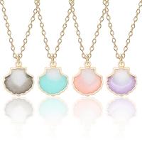 Enamel Zinc Alloy Necklace, with 5cm extender chain, Shell, gold color plated, oval chain & for woman Approx 17.72 Inch 