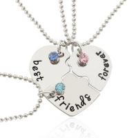 Zinc Alloy Puzzle Friendship Necklace, Heart, platinum color plated, ball chain & for woman & with rhinestone Approx 17.33 Inch 