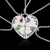 Zinklegierung Puzzle-Freundschaft-Halskette, Herz, Platinfarbe platiniert, Kugelkette & für Frau & mit Strass, 30x25mm, Länge:ca. 17.33 ZollInch, verkauft von Strang