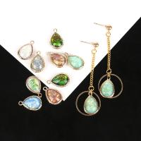 Zinc Alloy Earring Drop Component, with Resin, Teardrop, gold color plated 