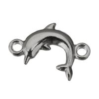 Stainless Steel Charm Connector, Dolphin, vintage & 1/1 loop, original color Approx 2.5mm 