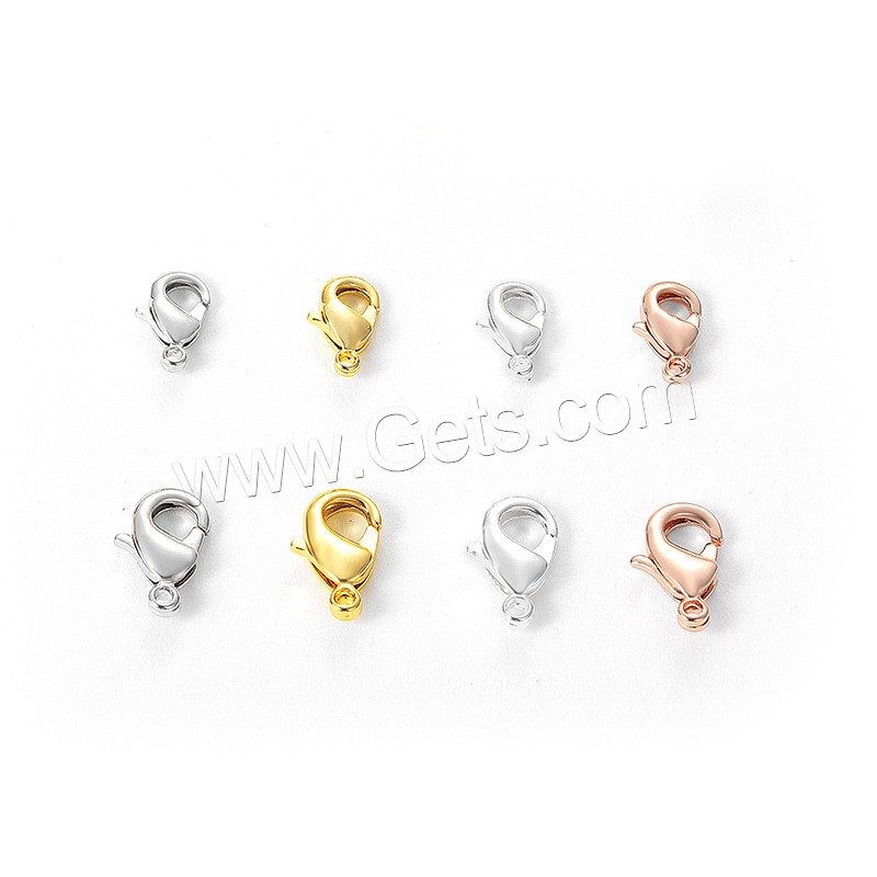 Brass Lobster Claw Clasp, plated, different size for choice, more colors for choice, Sold By PC