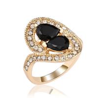 Anillo de dedo de aleación de Zinc, con gemas de cristal, chapado, Joyería & diverso tamaño para la opción & para mujer & con diamantes de imitación, más colores para la opción, 6mm*8mm,21mm, tamaño:7-10, Vendido por UD