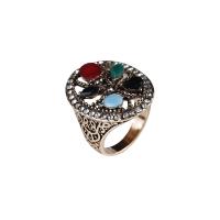 Rhinestone Zinc Alloy Finger Ring, with Glass Gemstone, plated, fashion jewelry & for woman & with rhinestone & hollow, golden US Ring 