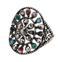 Rhinestone Zinc Alloy Finger Ring, plated, fashion jewelry & Unisex & with rhinestone & hollow, silver color, 23.4mm, US Ring 