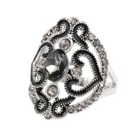 Rhinestone Zinc Alloy Finger Ring, plated, fashion jewelry & for woman & enamel & with rhinestone, platinum color, 6*8mm,26mm, US Ring 