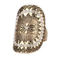 Anillo de dedo de aleación de Zinc, chapado, Joyería & diverso tamaño para la opción & para mujer & con diamantes de imitación, dorado, tamaño:7-10, Vendido por UD