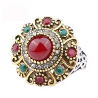 Resin Zinc Alloy Finger Ring, with Resin, plated, fashion jewelry & for woman & with rhinestone US Ring 