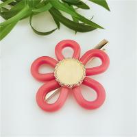 Alligator Hair Clip, Zinc Alloy, with Acrylic, Flower, plated, fashion jewelry & for woman 