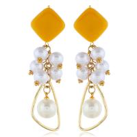Kunststoff Perle Zink Legierung Ohrring, Zinklegierung, mit Kunststoff Perlen & Acryl, plattiert, Modeschmuck & für Frau, 80x23mm, verkauft von Paar