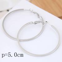 Zinc Alloy Hoop Earring, Round, plated, for woman 50mm 