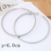 Zinc Alloy Hoop Earring, Round, plated, for woman 60mm 