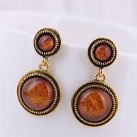 Zinc Alloy Drop Earring, with Acrylic, stainless steel post pin, plated, for woman, deep coffee color, 28*15mm 