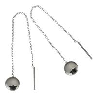 Fashion Stainless Steel Thread Through Earrings, oval chain & for woman, original color, 105mm 0.8mm 