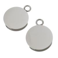 Stainless Steel Pendants, Flat Round, original color Approx 2mm 
