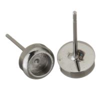 Stainless Steel Earring Stud Component, Flat Round, without earnut, original color 4mm,0.5mm 