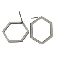 Stainless Steel Stud Earring, Hexagon, without earnut & for woman, original color 0.5mm 