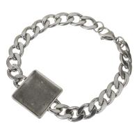 Stainless Steel Chain Bracelets, Unisex & twist oval chain, original color 9mm Approx 16 Inch 