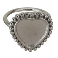 Stainless Steel Bezel Ring Base, Heart, original color, 18mm US Ring 