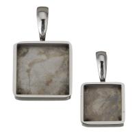 Stainless Steel Pendant Setting, Square original color Approx 6mm 