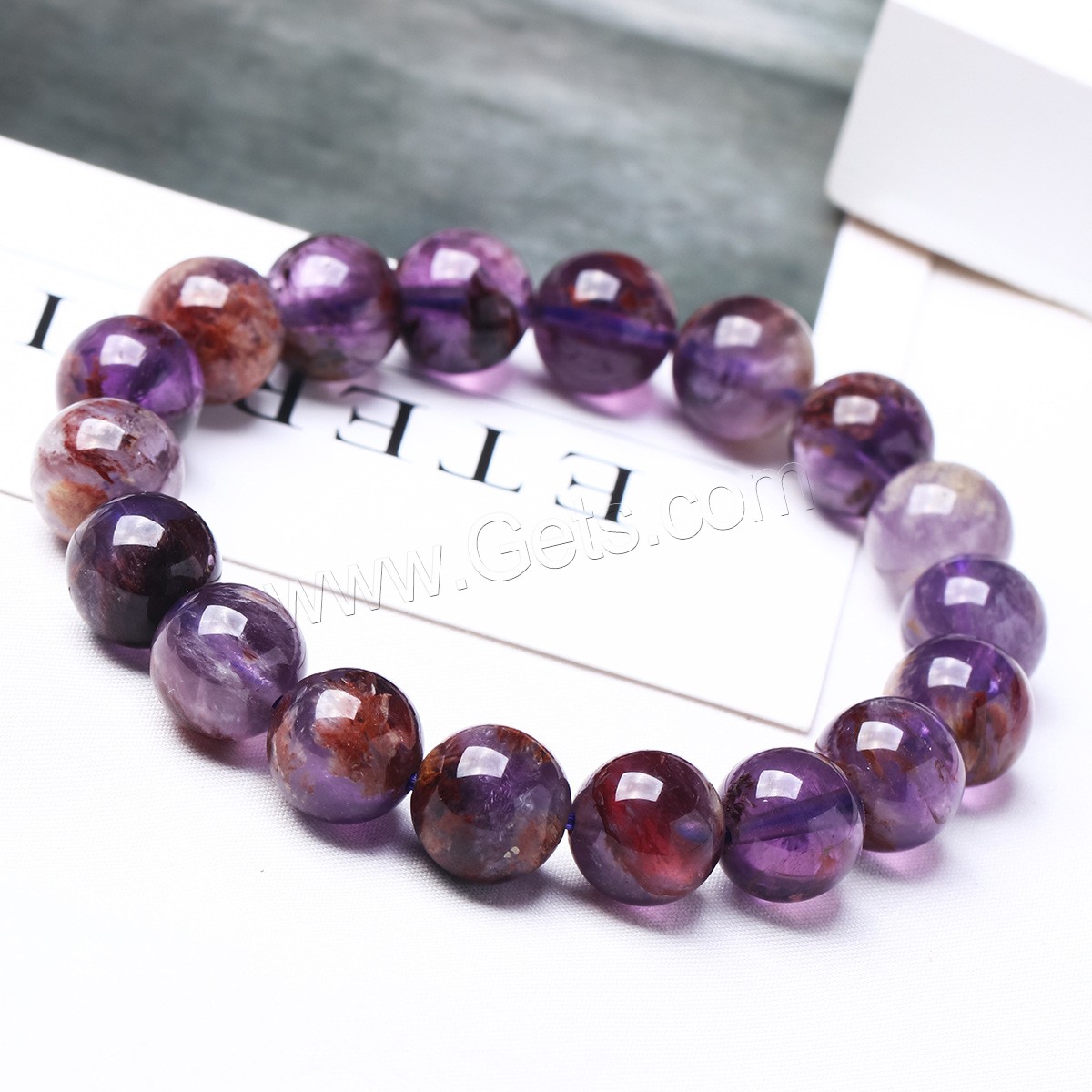 Purple-Phantom-Quartz bracelet, Rond, unisexe & normes différentes pour le choix, violet, Longueur:Environ 5.5-6.3 pouce, Vendu par brin