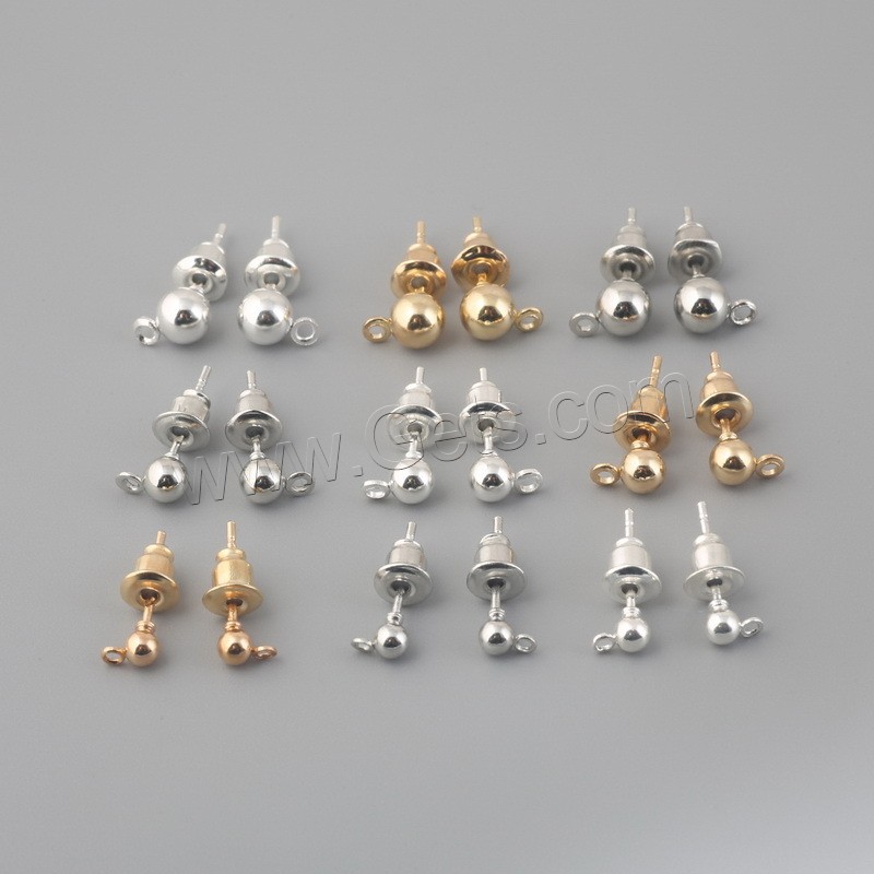 Zinc Alloy Ear Stud Component, plated, different size for choice, more colors for choice, 50Sets/Bag, Sold By Bag