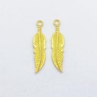 Zinc Alloy Feather Pendants, gold color plated Approx 1mm 