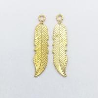 Zinc Alloy Feather Pendants, KC gold color plated Approx 1mm 