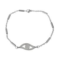 Stainless Steel Chain Bracelets, oval chain & for woman, original color 2mm Approx 8.5 Inch 