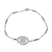 Stainless Steel Chain Bracelets, oval chain & for woman, original color 2mm Approx 8.5 Inch 