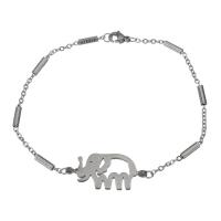 Stainless Steel Chain Bracelets, Elephant, oval chain & for woman, original color 2mm Approx 8.5 Inch 