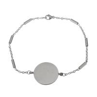 Stainless Steel Chain Bracelets, Flat Round, oval chain & for woman, original color 2mm Approx 8.5 Inch 