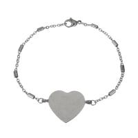 Stainless Steel Chain Bracelets, Heart, oval chain & for woman, original color 2mm Approx 7.5 Inch 