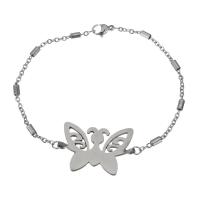 Stainless Steel Chain Bracelets, Butterfly, oval chain & for woman, original color 2mm Approx 7.5 Inch 