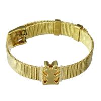 Bracelets en acier inoxydable, avec laiton, Placage de couleur d'or, chaîne de maille 10mm Environ 8.5 pouce, Vendu par brin