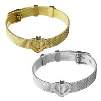 Stainless Steel Chain Bracelets, with Brass, Heart, plated, Unisex & mesh chain & micro pave cubic zirconia 10mm Approx 8.5 Inch 