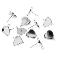 Stainless Steel Earring Stud Component, Heart, 11mm 