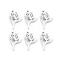 Stainless Steel Flower Pendant, Rose, hollow 