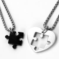 Titanium Steel Couple Necklace, handmade, fashion jewelry 24*29mmuff0c17*17mm 